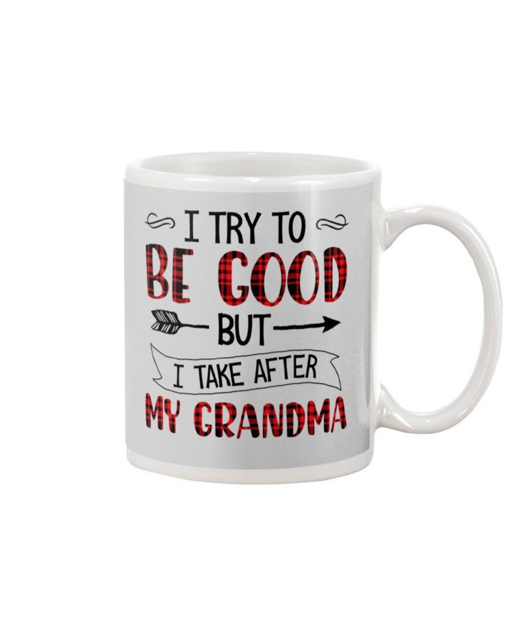 Gift For Grandma Plaid Red I Try To Be Good Mug