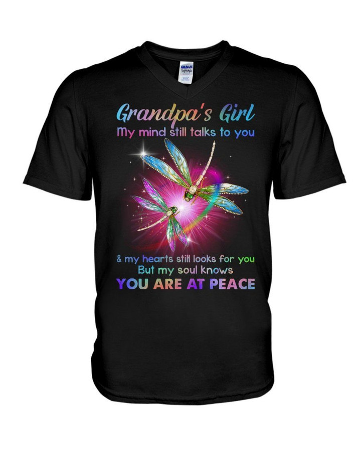 Gift For Angel Grandpa Dragonfly My Mind Still Talks Guys V-Neck