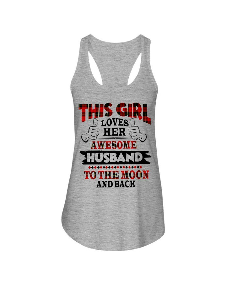 This Girl Loves Her Husband Plaid Red Gift For Husband Ladies Flowy Tank