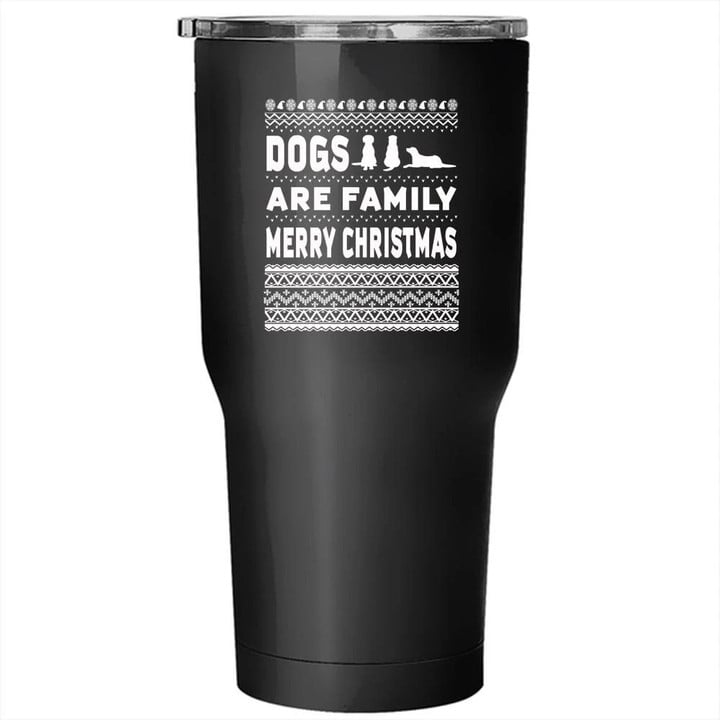 Dogs Are Family Large Tumbler Merry Christmas Design Black Theme
