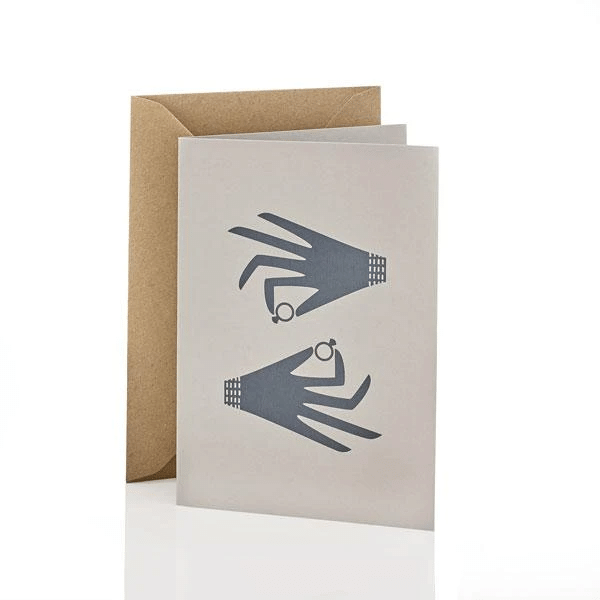 Cute Hand Holding Rings White Background Folder Greeting Card Set Of 10
