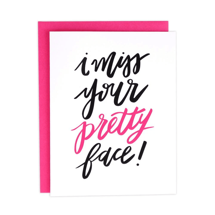 Pink Pattern Miss Your Pretty Face Folder Greeting Card Set Of 10