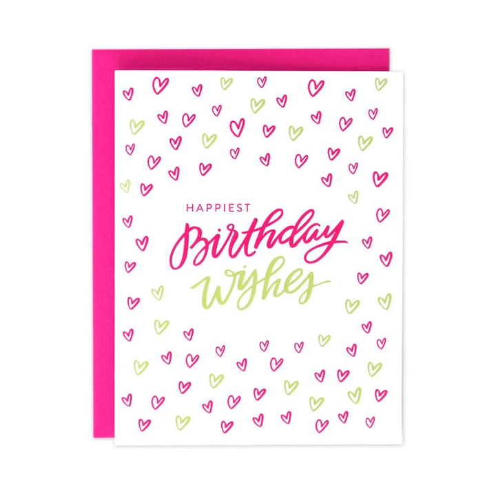 Cute Heart Happiest Birthday Folder Greeting Card Set Of 10