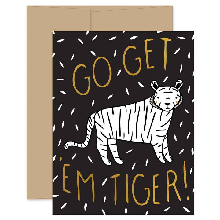 Cute Design Go Get Em Tiger Folder Greeting Card Set Of 10