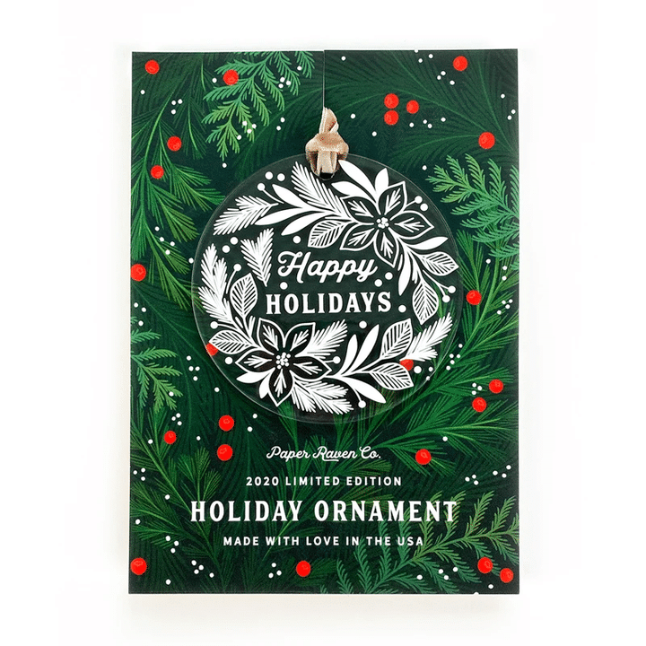 Happy Holidays Limited Edition Acrylic Ornament Folder Greeting Card Set Of 10