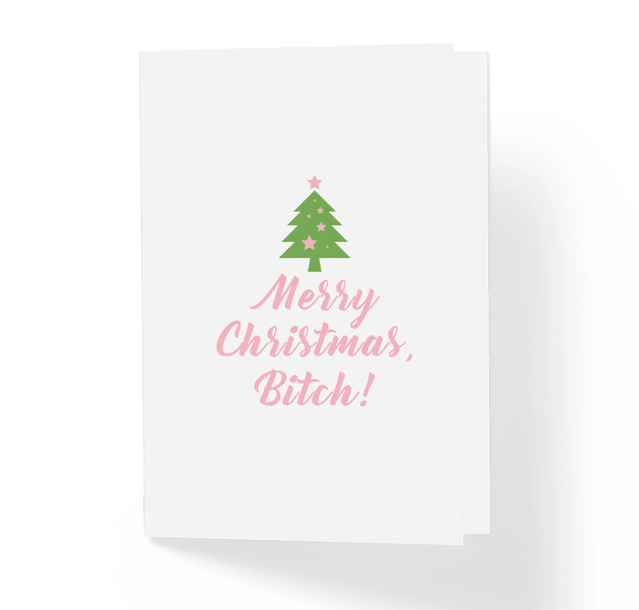 Merry Christmas Bitch Rude Folder Greeting Card Set Of 10