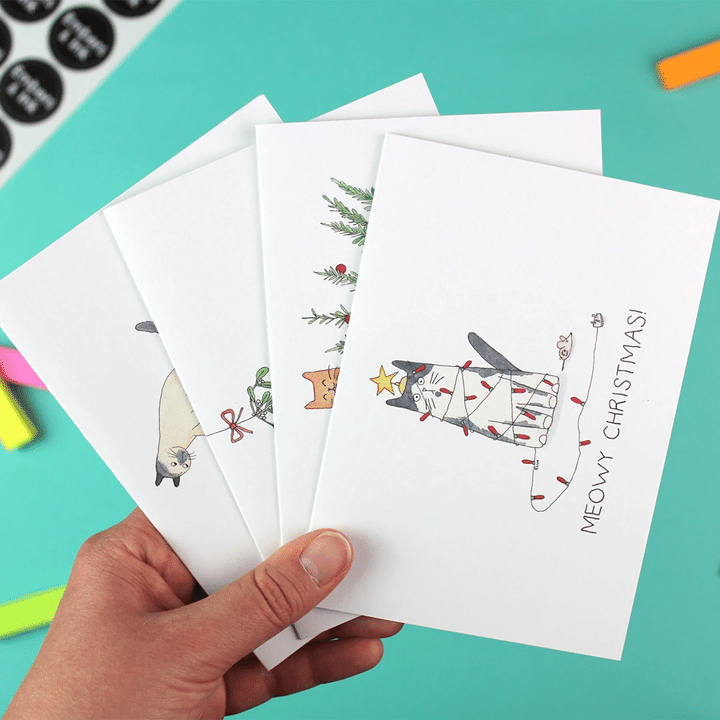 Meowy Christmas Folder Greeting Card Set Of 10