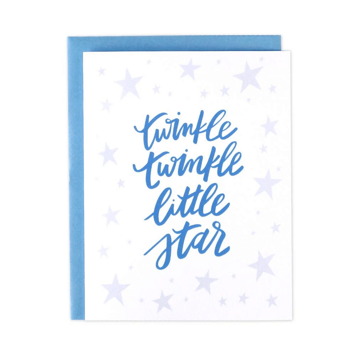 Blue Twinkle Little Star Folder Greeting Card Set Of 10