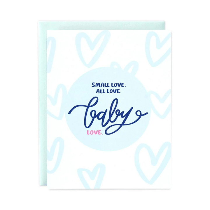 Cute Blue Heart Baby Love Folder Greeting Card Set Of 10