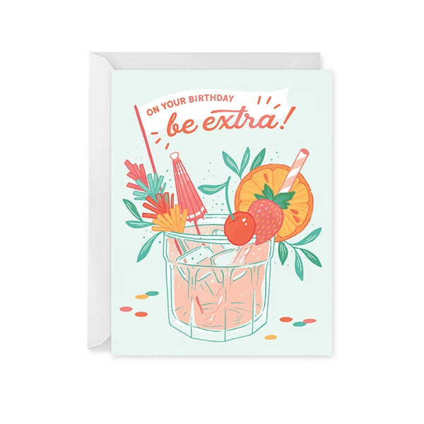 Be Extra Birthday Cocktail Folder Greeting Card Set Of 10