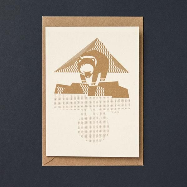 Beautiful Winter Bear White Theme Folder Greeting Card Set Of 10