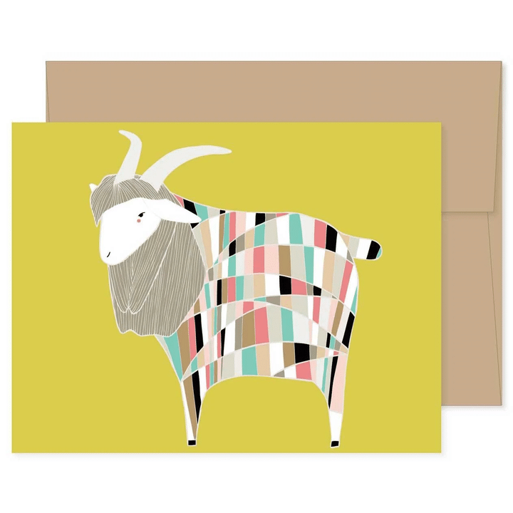 Yellow Background Technicolored Dream Goat Folder Greeting Card Set Of 10