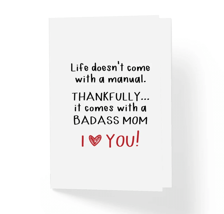 Life Doesn't Come With A Manual Badass Mom I Love You Folder Greeting Card Set Of 10