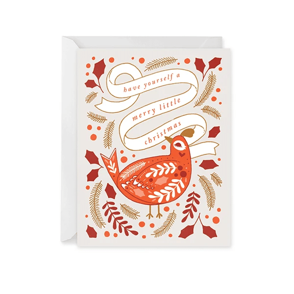 Lovely Design Merry Bird Holiday Folder Greeting Card Set Of 10