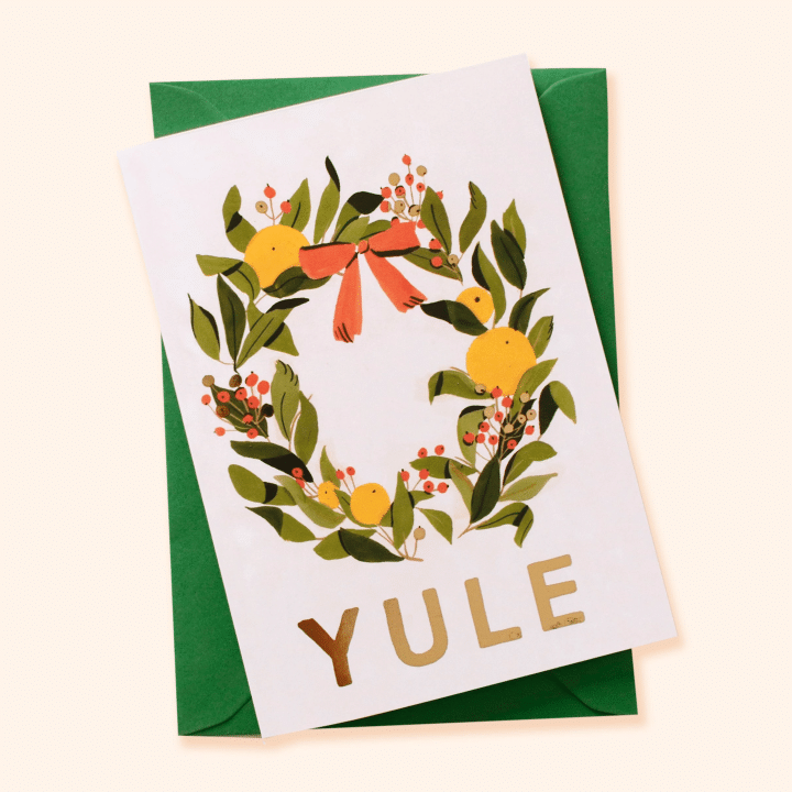 Illustrated Wreath Christmas Folder Greeting Card Set Of 10