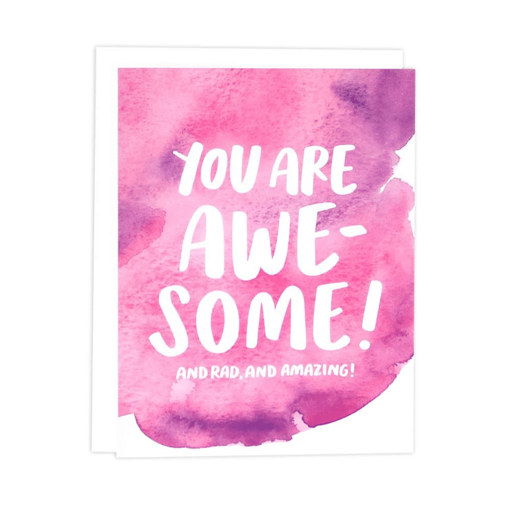 Pink Watercolor You Are Awesome Folder Greeting Card Set Of 10