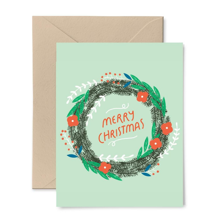 Christmas Wreath Folder Greeting Card Set Of 10