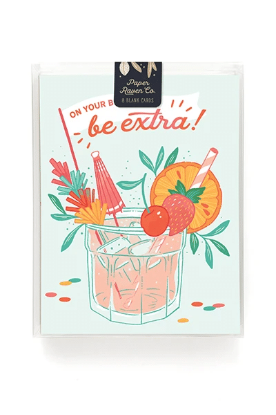 Birthday Cocktail Folder Greeting Card Set Of 10