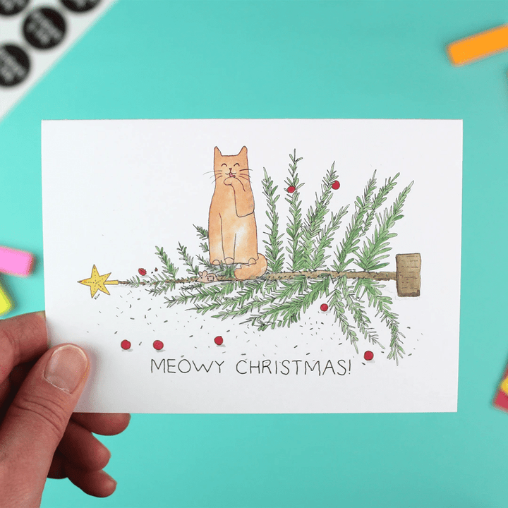 Oh Christmas Tree Meowy Christmas Folder Greeting Card Set Of 10