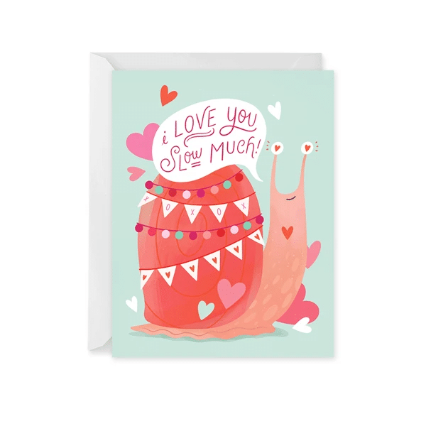 Cute Snail Love You Slow Much Folder Greeting Card Set Of 10