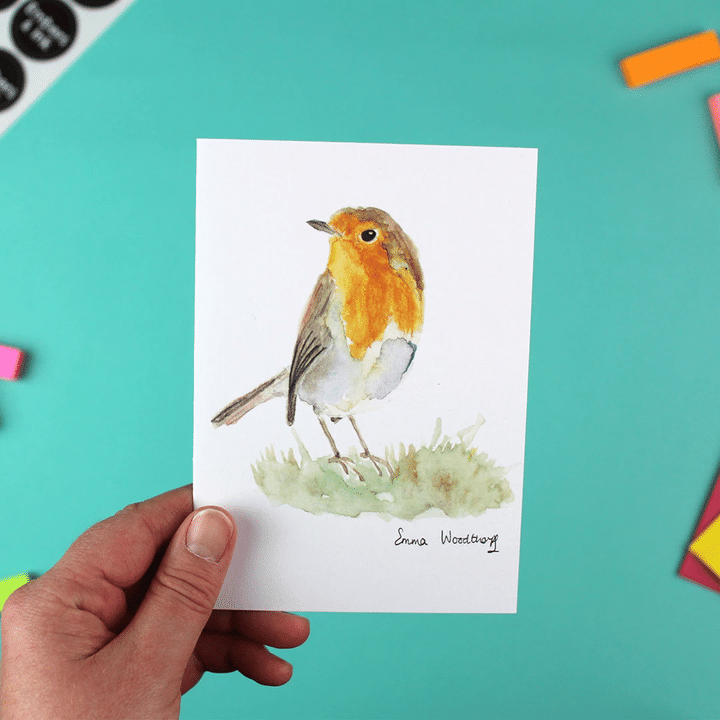 Robin On The Grass Folder Greeting Card Set Of 10
