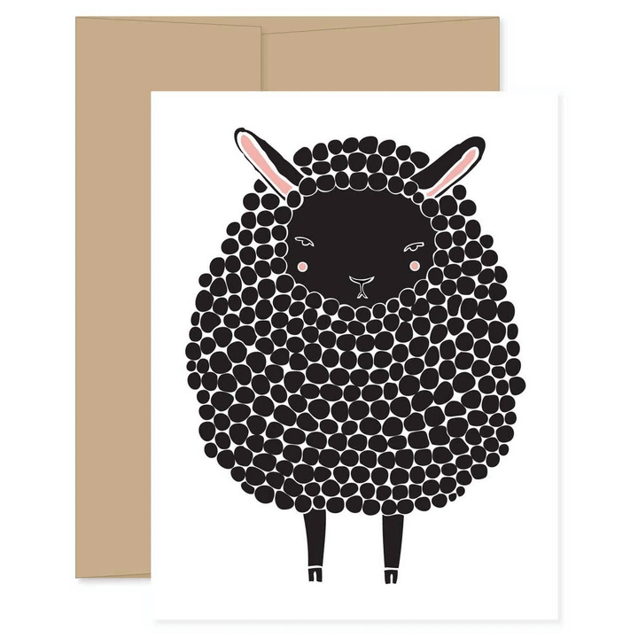 Cute Animal Black Sheep Folder Greeting Card Set Of 10