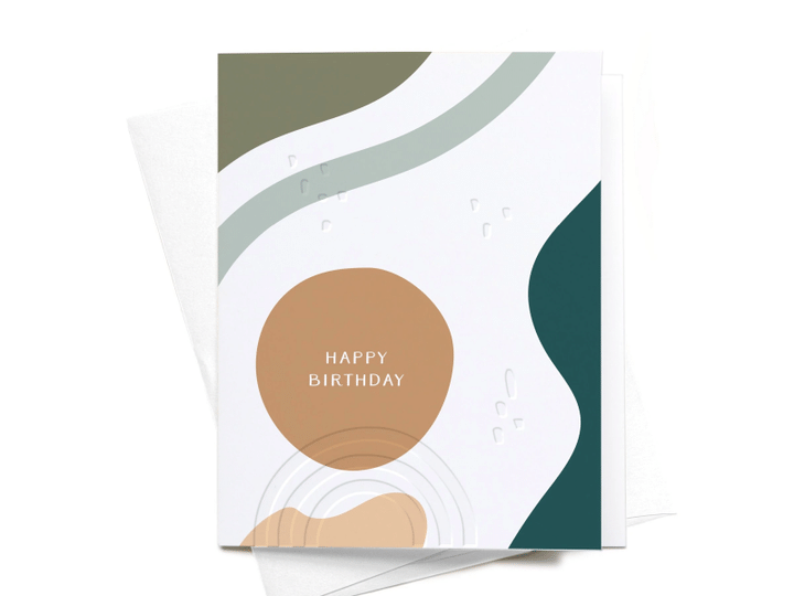 Happy Birthday Abstract Moon And Line Folder Greeting Card Set Of 10
