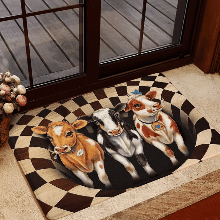Three Cows Psychedelic Pattern Design Doormat Home Decor