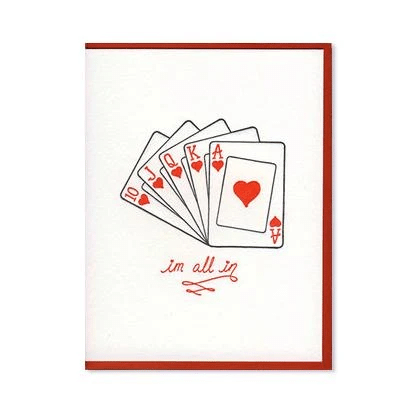 I'm All In Hearts Love Happy Valentine's Day Folder Greeting Card Set Of 10