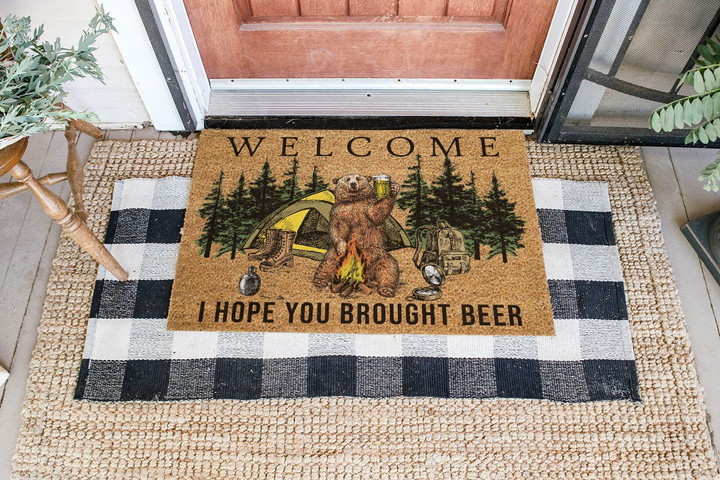 Happy Moment Beer Pattern Welcome I Hope You Brought Beer Doormat Home Decor