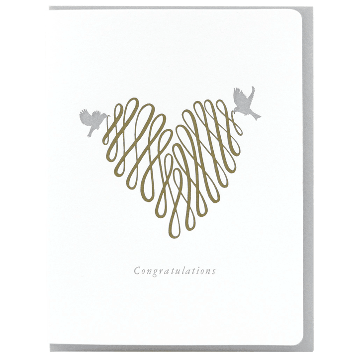 Congratulations Heart Birds Folder Greeting Card Set Of 10