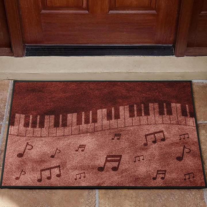 Red Pattern Piano Music Notes Doormat Home Decor