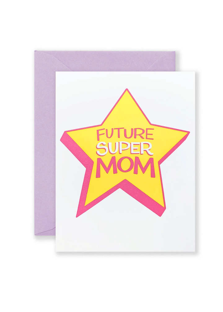 Glowing Star Future Super Mom Folder Greeting Card Set Of 10