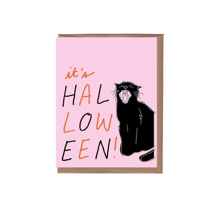 Black Cat Halloween Folder Greeting Card Set Of 10