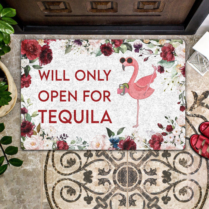 Cool Flamingo Will Only Open For Tequila Doormat Home Decor