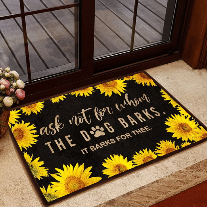 Sunflower Border The Dog Barks Doormat Home Decor