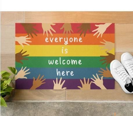 Colorful Design Everyone Is Welcome Here Doormat Home Decor