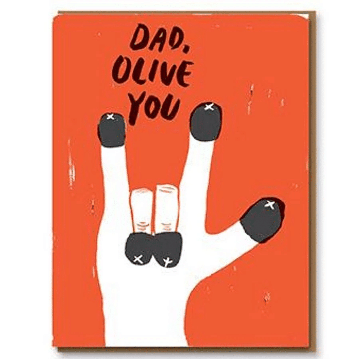 Olive You Dad Father's Day Folder Greeting Card Set Of 10