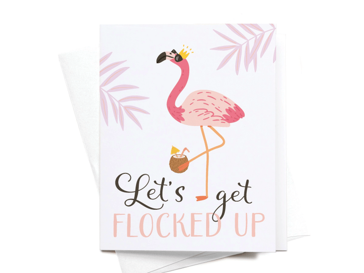 Gorgeous Flamingo Let’s Get Flocked Up Folder Greeting Card Set Of 10