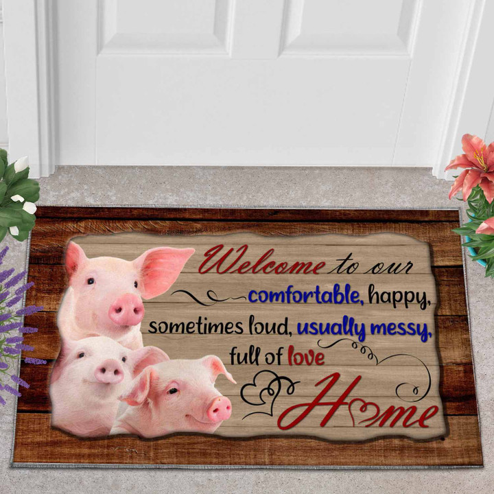 Cute Pig Pattern Welcome To Our Home Doormat Home Decor