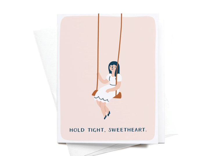 Cute Girl Hold Tight Sweetheart Folder Greeting Card Set Of 10