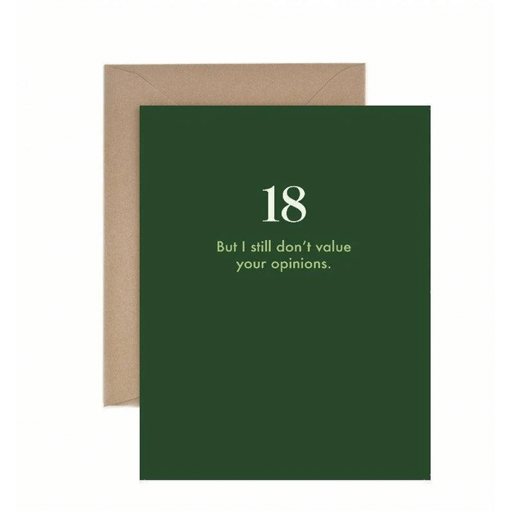 Deadpan Birthday Age 18 Value Your Opinions Folder Greeting Card Set Of 10