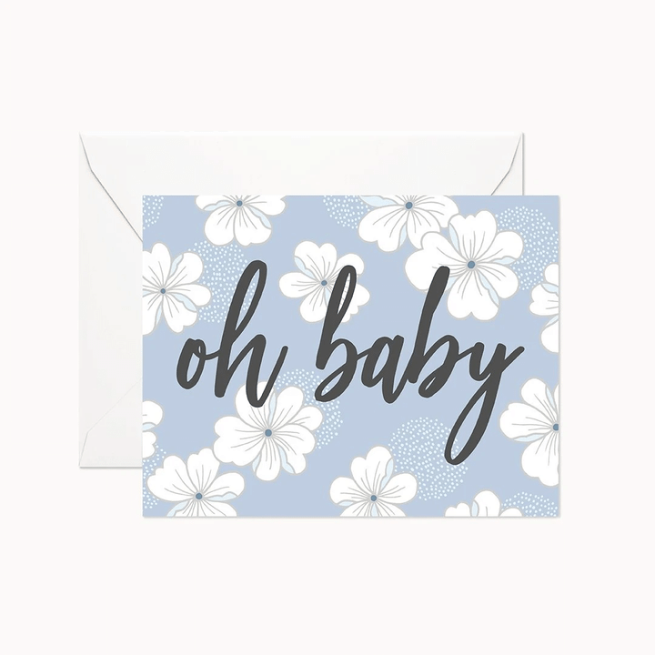White Flower Oh Baby Folder Greeting Card Set Of 10