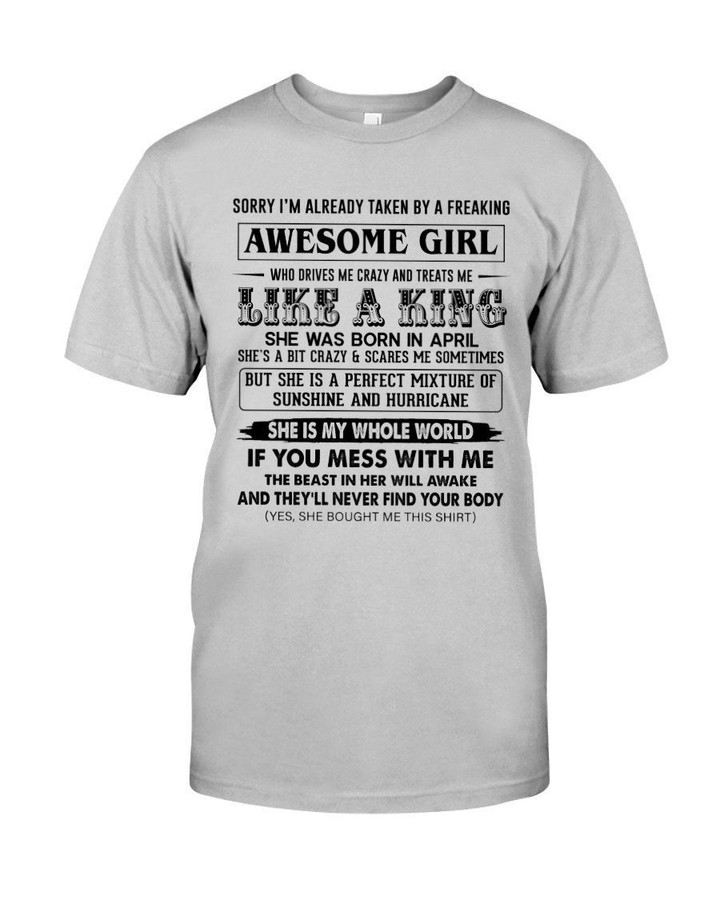 Esome Girl She Was Born In April Guys Tee
