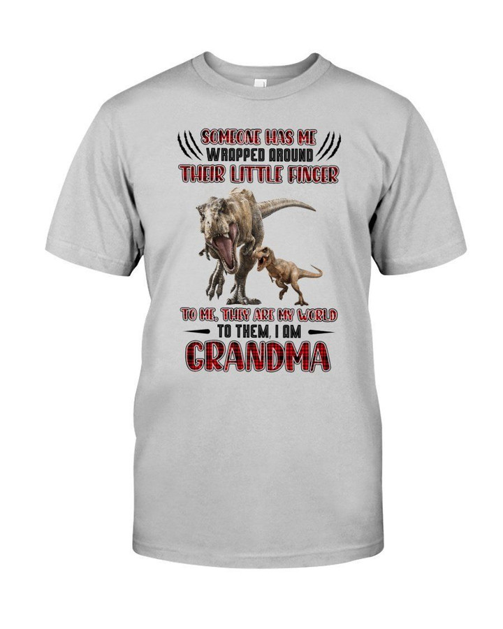 Gift For Grandma Someone Has Me Wrapped Around Roaring T Rex Guys Tee