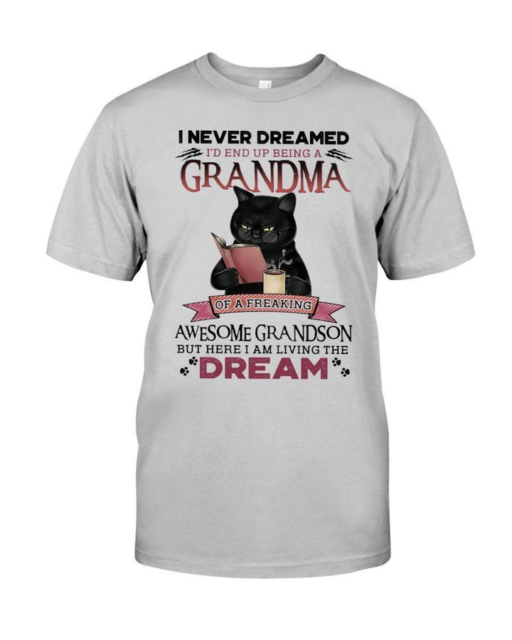Grumpy Black Cat Grandma Of A Freaking Awesome Grandson Gift For Family Guys Tee