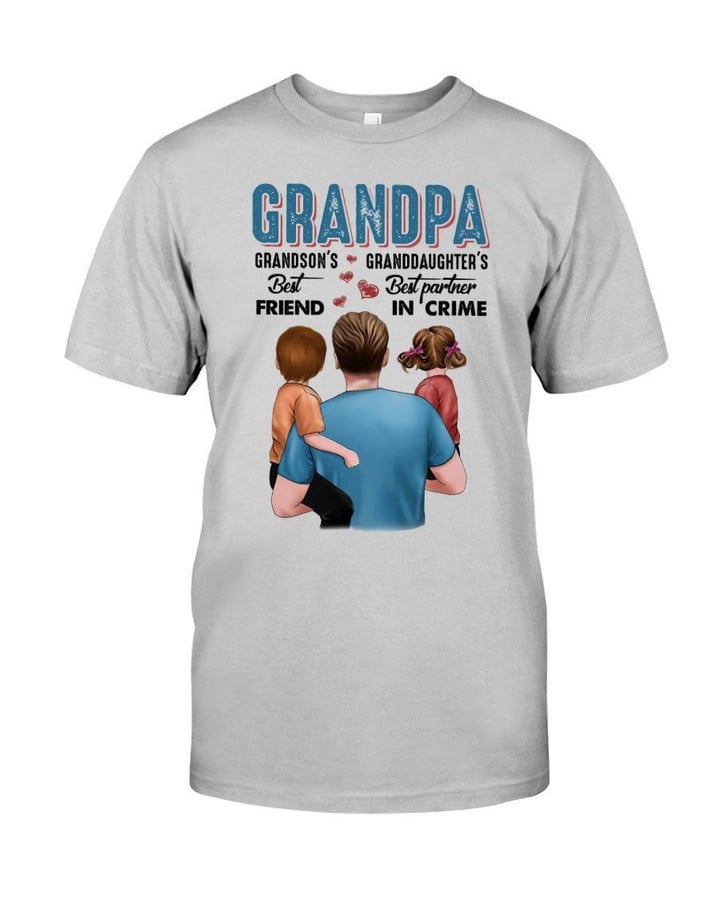 Grandson's Best Friend Granddaughter's Best Partner In Crime Gift For Grandpa Guys Tee