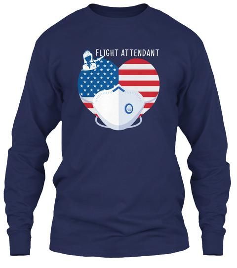 Vintage Funny Proud Flight Attendant With American Flag Gift For Friends Unisex Long Sleeve