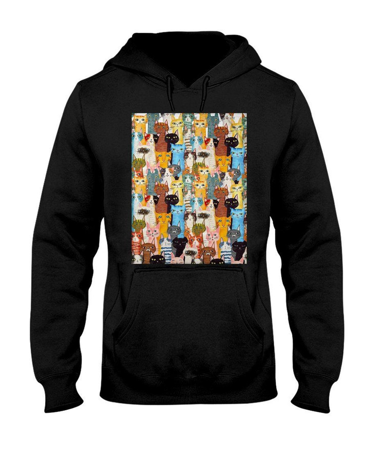 Many Cats In Colorful Design Gift For Cats Lovers Hoodie