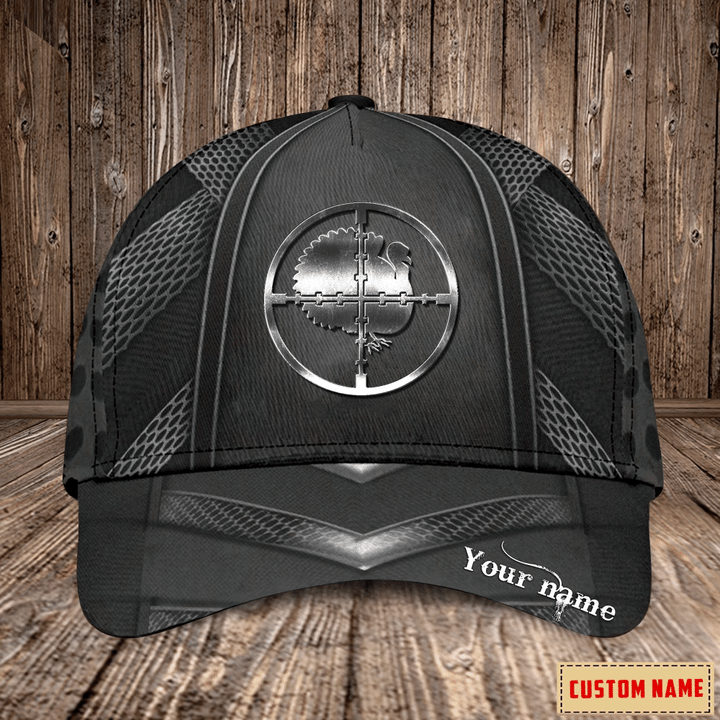Custom Name Printing Baseball Cap Hat Turkey Hunting Black